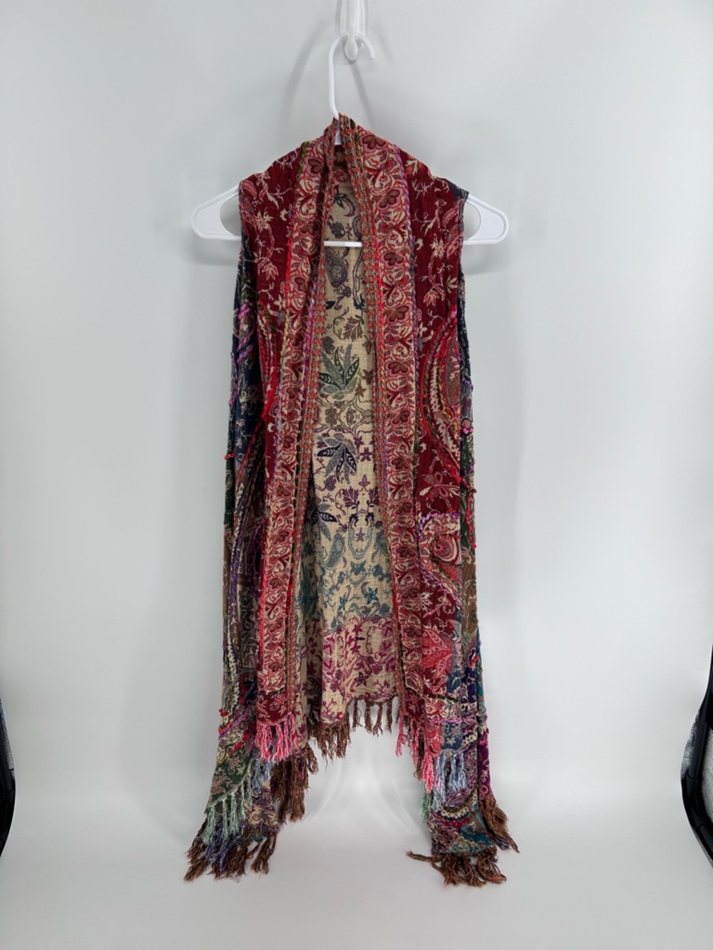 Handmade Bohemian‎ Multicolor Paisley Fringe Kimono - M/L